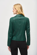 Joseph Ribkoff Absolute Green Foiled Knit Moto Jacket Style 243905