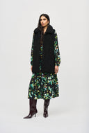 Joseph Ribkoff Black Faux Fur Sleeveless Vest Style 243908