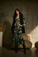 Joseph Ribkoff Black Faux Fur Sleeveless Vest Style 243908