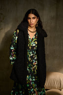 Joseph Ribkoff Black Faux Fur Sleeveless Vest Style 243908