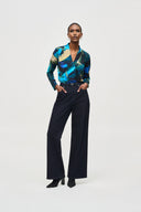 Joseph Ribkoff Indigo High Rise Wide Leg Denim Pants Style 243913