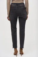 Joseph Ribkoff Charcoal Grey Denim Pants With Rhinestones and Mesh Detail Style 243914