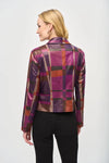 Joseph Ribkoff Multicolor Foiled Print Faux Suede Jacket Style 243921
