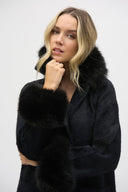 Joseph Ribkoff Feather Yarn Faux Fur Coat Style 243923