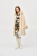 Joseph Ribkoff Feather Yarn Faux Fur Coat Style 243923