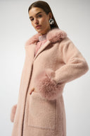 Joseph Ribkoff Feather Yarn Faux Fur Coat Style 243923