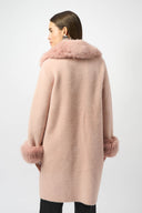 Joseph Ribkoff Feather Yarn Faux Fur Coat Style 243923