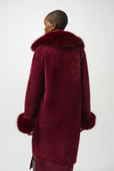 Joseph Ribkoff Feather Yarn Faux Fur Coat Style 243923