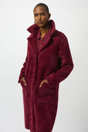 Joseph Ribkoff Feather Yarn Faux Fur Coat Style 243923