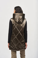 Joseph Ribkoff Taupe Quilted Hooded Puffer Vest Style 243940