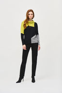 Joseph Ribkoff Wasabi/Black/Grey Mélange Sweater Top Style 243941