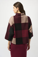 Joseph Ribkoff Plaid Jacquard Sweater Knit Top Style 243948F25