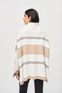 Joseph Ribkoff Vanilla/Oatmeal Melange/Grey Sweater Knit Poncho Style 243951