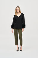 Joseph Ribkoff Black Tunic With Faux Fur Cuffs Style 243955