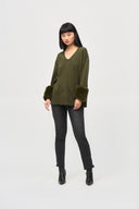 Joseph Ribkoff Iguana Tunic With Faux Fur Cuffs Style 243955