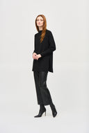 Joseph Ribkoff Black Sweater Knit Mock Neck Tunic Style 243956