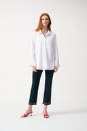 Joseph Ribkoff Optic White Button-Down Blouse With Pockets Style 243958