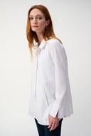 Joseph Ribkoff Optic White Button-Down Blouse With Pockets Style 243958