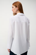 Joseph Ribkoff Optic White Button-Down Blouse With Pockets Style 243958