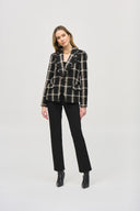 Joseph Ribkoff Black/Vanilla Plaid Bouclé Blazer With Pockets Style 243960