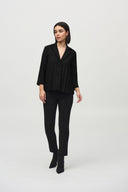 Joseph Ribkoff Black Pleated Trapeze Jacket Style 244011