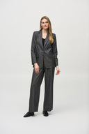 Joseph Ribkoff Black/Grey Sequined Houndstooth Straight Blazer Style 244031