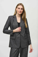 Joseph Ribkoff Black/Grey Sequined Houndstooth Straight Blazer Style 244031