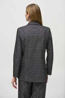 Joseph Ribkoff Black/Grey Sequined Houndstooth Straight Blazer Style 244031