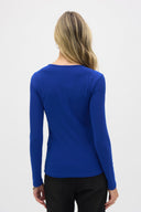 Joseph Ribkoff Royal Sapphire Silky Knit and Mesh Fitted Top Style 244066