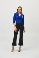 Joseph Ribkoff Royal Sapphire Cowl Neck Fitted Top Style 244106