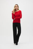 Joseph Ribkoff Lipstick Red Top With Back Chain Detail Style 244113