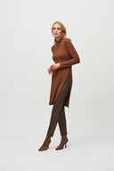 Joseph Ribkoff Chestnut Fitted Turtleneck Tunic Style 244164