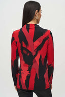 Joseph Ribkoff Black/Multi Abstract Print Mock Neck Top Style 244233