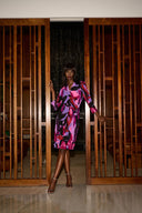 Joseph Ribkoff Black/Multi Abstract Print Wrap Dress Style 244237