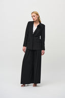Joseph Ribkoff Black Boxy Blazer With Flower Pin Style 244239