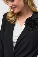 Joseph Ribkoff Black Boxy Blazer With Flower Pin Style 244239