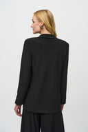 Joseph Ribkoff Black Boxy Blazer With Flower Pin Style 244239