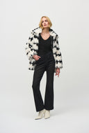 Joseph Ribkoff Vanilla/Black Reversible Faux Fur Coat Style 244900
