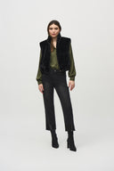 Joseph Ribkoff Black Faux-Fur Sleeveless Cropped Vest Style 244919