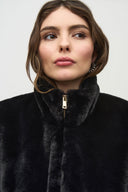 Joseph Ribkoff Black Faux-Fur Sleeveless Cropped Vest Style 244919