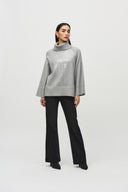 Joseph Ribkoff Grey Boxy Top With Sequins Detail Style 244935