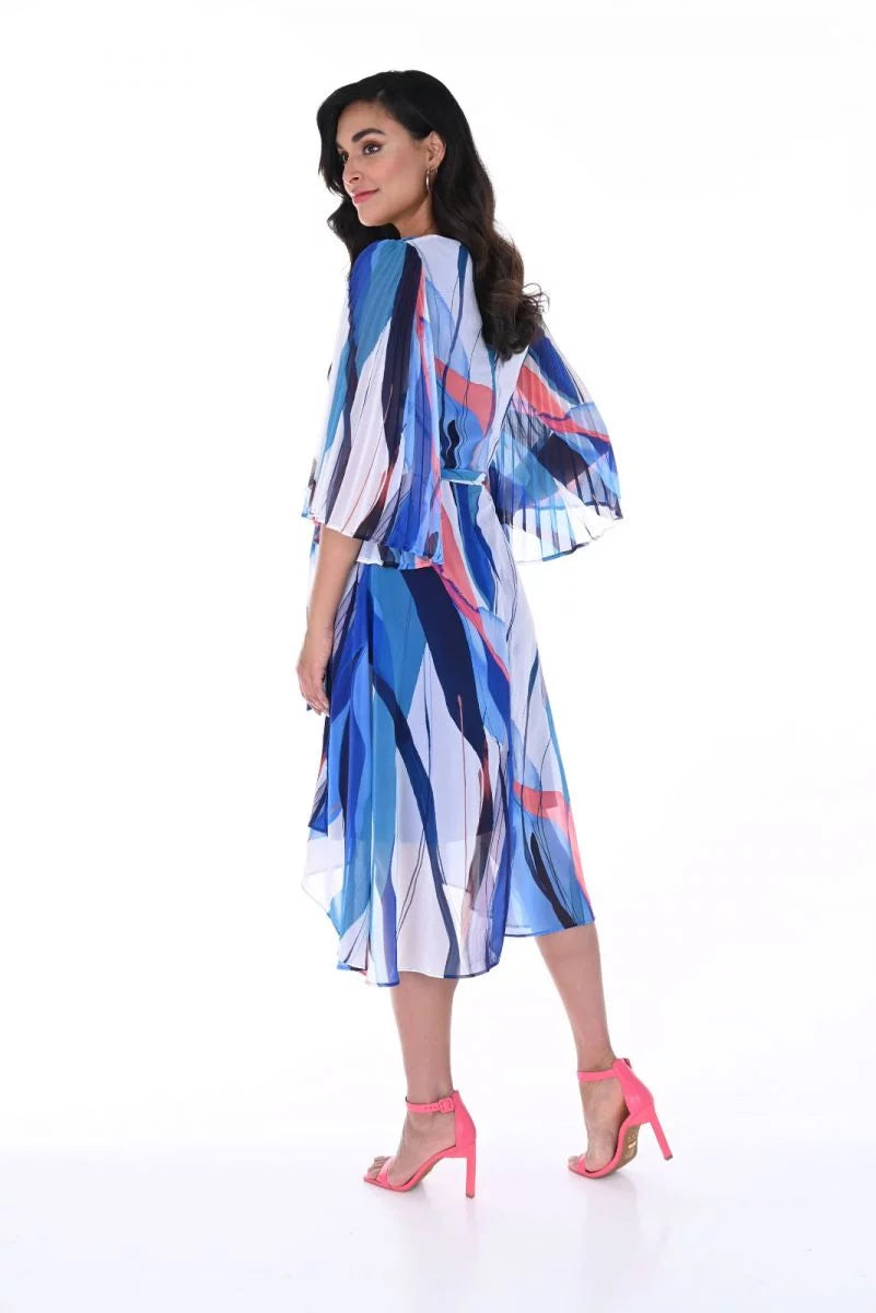Frank Lyman Blue/Multi Abstract Print Wrap Dress Style 246102
