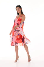 Frank Lyman Orange/Multi Sleeveless Chiffon Cape Dress Style 246142