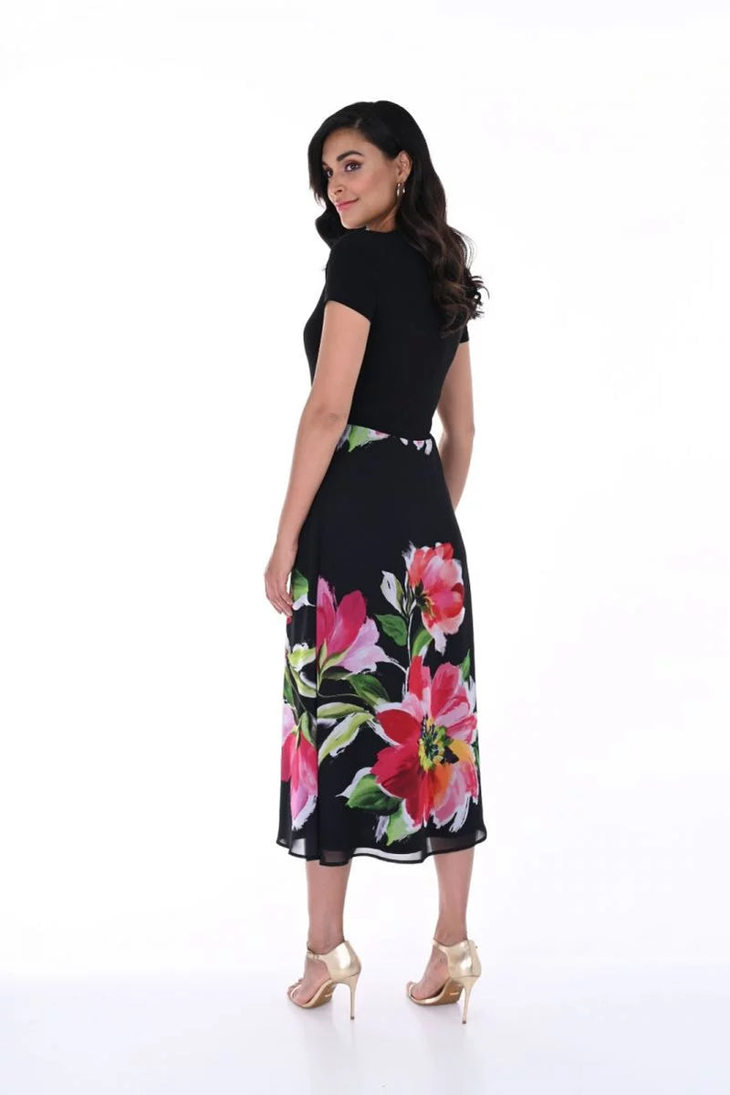 Frank Lyman Black/Fuchsia Floral Print Dress Style 246188