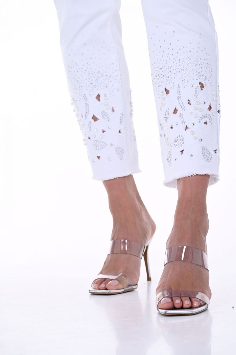 Frank Lyman White Pants With Embellishments Style 246212U