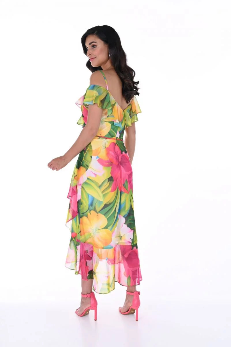 Frank Lyman Fuchsia/Green Floral Print Dress Style 246484
