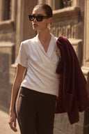 Joseph Ribkoff Satin And Silky Knit Wrap Top Style 253237.