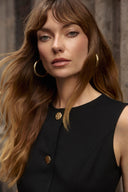 Joseph Ribkoff Black Heavy Knit Fitted Vest Style 253156