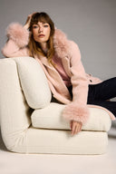 Joseph Ribkoff Feather Yarn Faux Fur Coat Style 243923