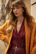 Joseph Ribkoff Feather Yarn Sweater Knit Coat Style 253955